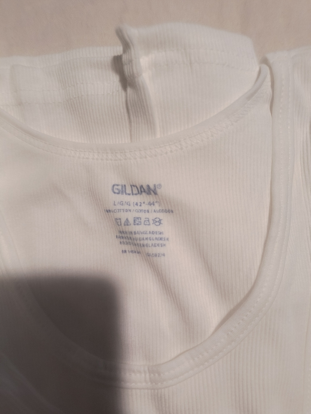 Gildan White Ribbed Tank Tops - Picture 2 of 2